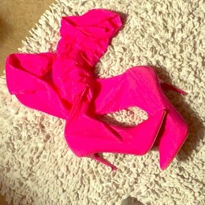 Long Hot pink boots (New) never worn